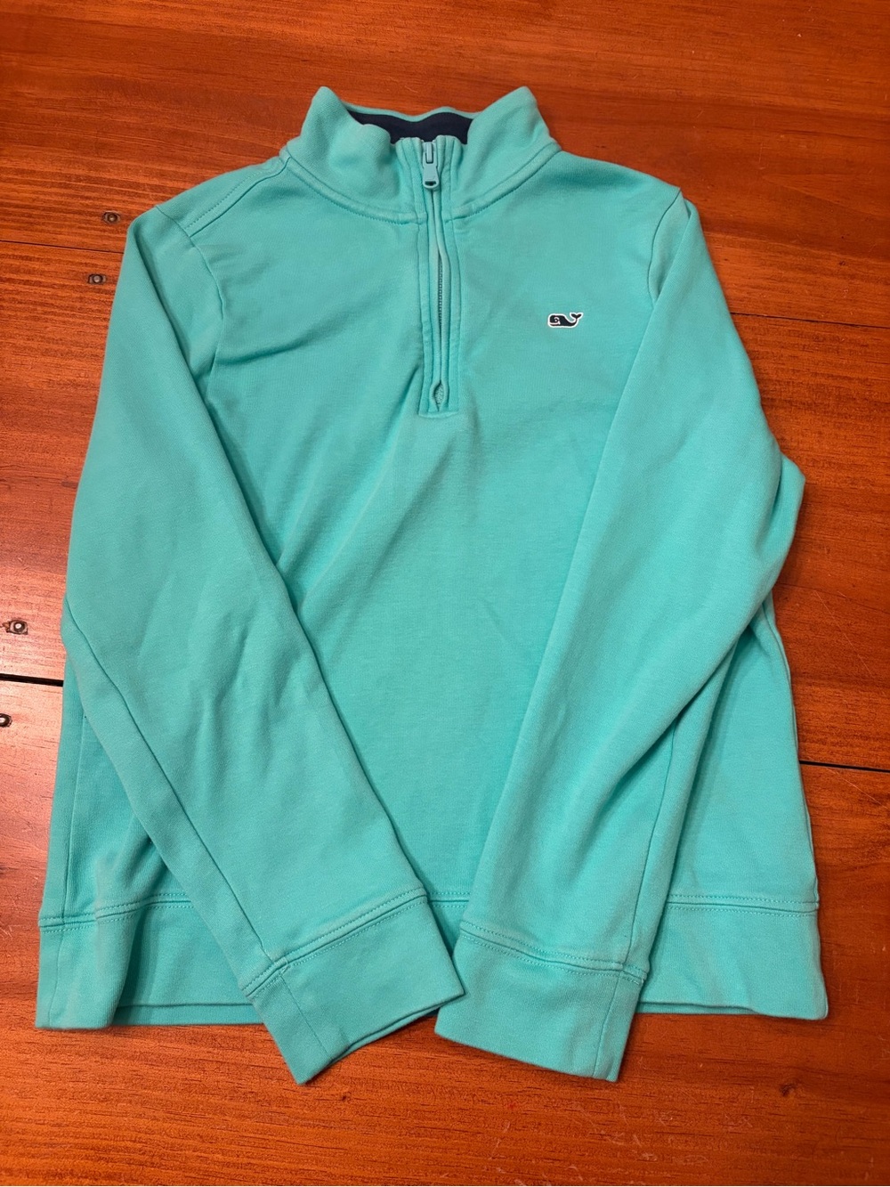Vineyard Vines Boy’s Quarter-Zip Sweater in Aqua Teal